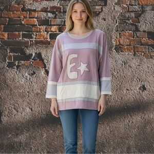 Easel Pink and Cream Star Sweatshirt